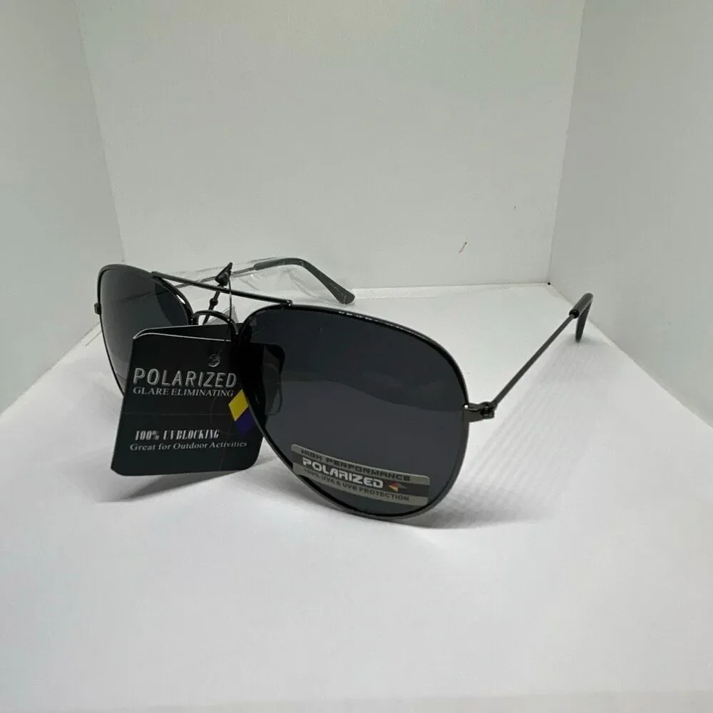 Polarized Aviator Sunglasses Black Metal Frame UV400 Classic Unisex
